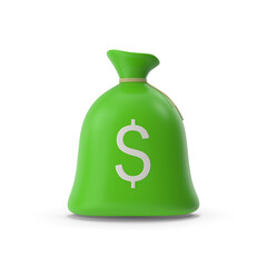 3d money bag. Banking and finance business banner. Vector illustration 3d render