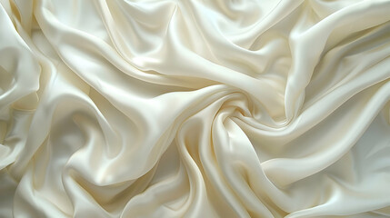Obraz premium Elegant Cream Silk Draped Fabric Background, Luxurious Texture, Soft and Smooth, Flowing Waves