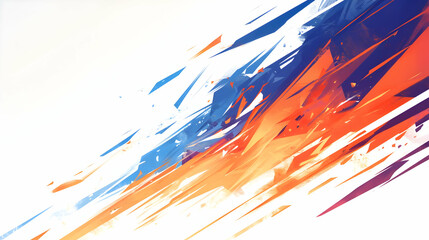 Abstract Background with Diagonal Lines and Shapes in Blue, Orange, and White Colors