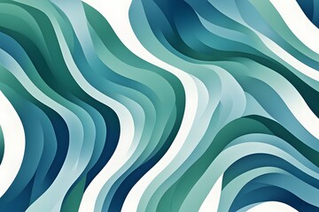 A dynamic overlapping wave pattern in shades of blue green and white, AI Generated