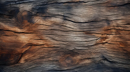 Naklejka premium Weathered Wood Texture with Deep Cracks and Knots, Rustic Background