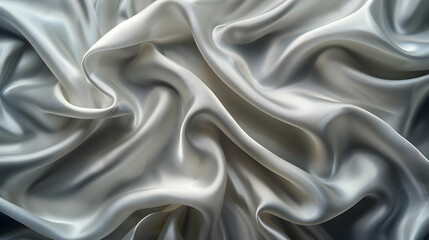 Obraz premium Elegant Draped Silver Satin Fabric with a Smooth, Soft Texture for a Luxurious Background