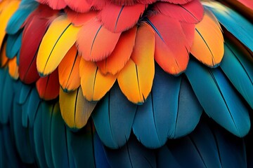 Fototapeta premium Beautiful colorful group parrot and eagle feather pattern texture luxury for background. Very detailed. Realisitc. Generative ai