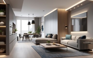 beautiful apartment, interior. 3d rendering