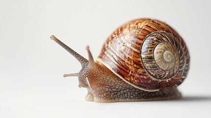 close-up of a beautiful snail isolated on white background