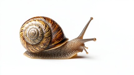 close-up of a beautiful snail isolated on white background