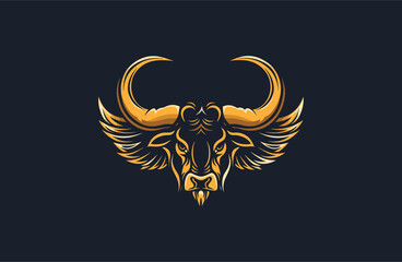 Obraz premium Head bull logo vector icon illustration.