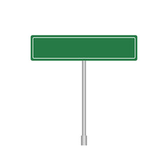 Green road signs on isolated background. Blank traffic road empty sign. Mockup template design.