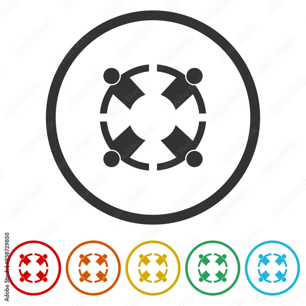 Aufkleber group of people in a circle icon. set icons in color circle buttons