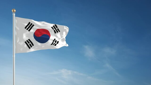 Korea Flag Background, Korea Sky waving flag background