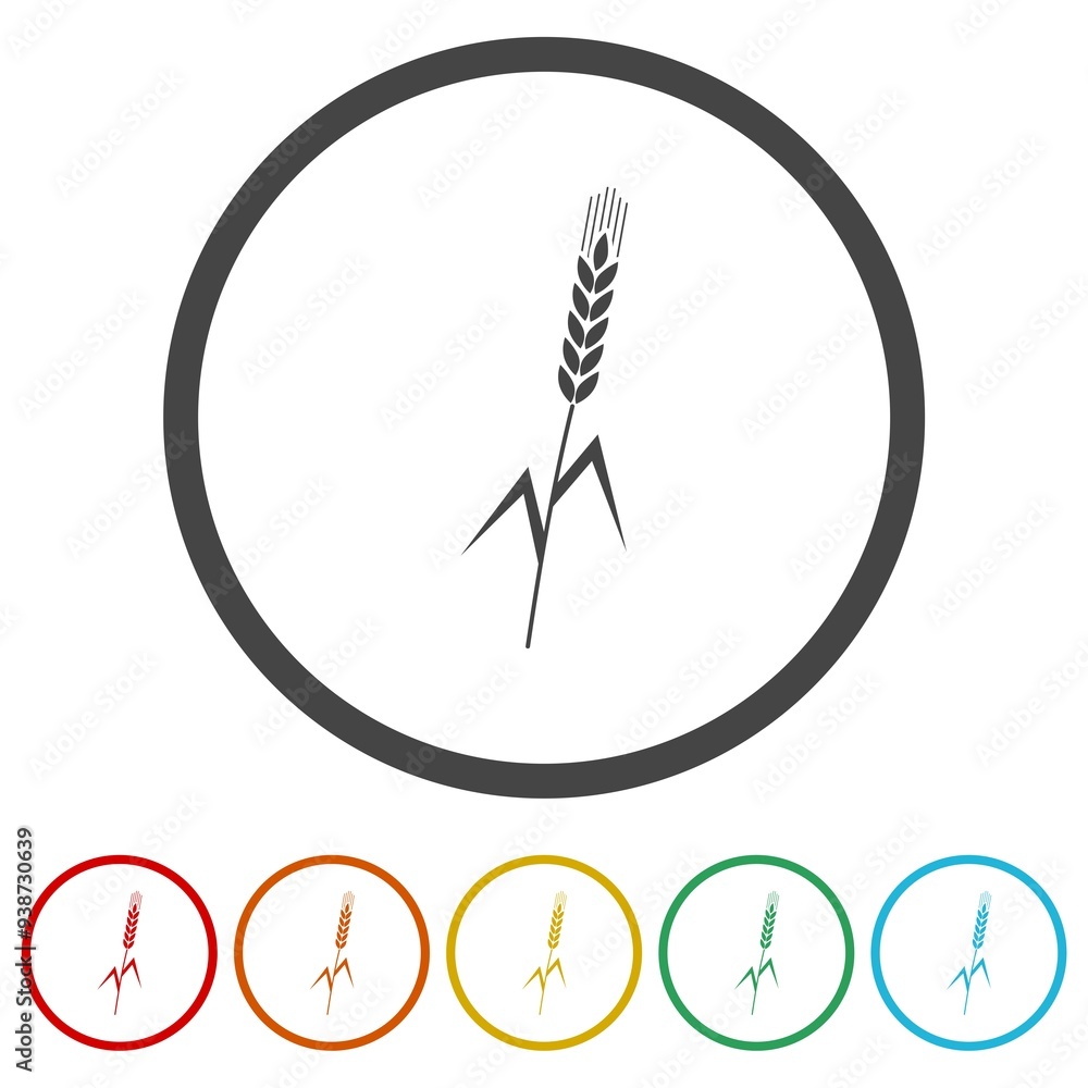 Poster wheat icon. set icons in color circle buttons