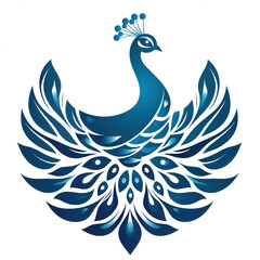 Obraz premium Beautiful peacock illustration with intricate details and vibrant blue and gold colors perfect for logos brands and more