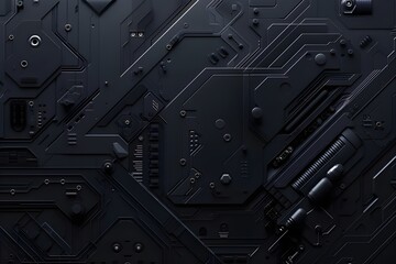 Abstract Black Circuit Board Background