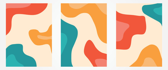 Summer background with liquid abstract shapes. Pastel colorful banner design