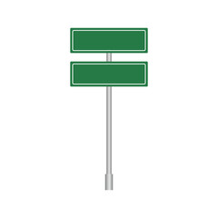 Traffic signs, green road signs blank. Blank signs vector for information of road direction.