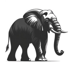 Fototapeta premium A powerful silhouette of an African elephant with a dramatic black and white color scheme. Perfect for wildlife conservation projects or animal-themed designs.
