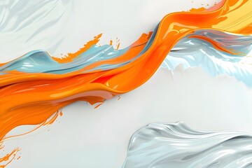 Abstract Swirls of Orange and White Paint