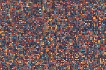 Fototapeta premium A pixel art pattern with small colorful squares arranged in a random playful design, AI Generated