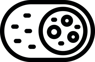 Simple bold outline icon of an electric car charging cable plugged in showing the flow of electricity