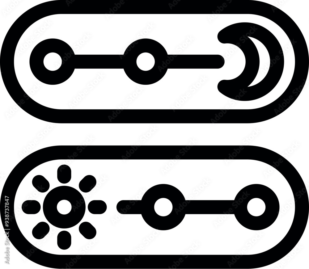 Poster simple icon of a slider control panel showing the day and night cycle