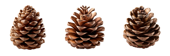 A single pine cone with a textured, layered structure, isolated on a transparent background