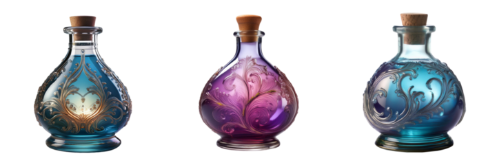 fantasy potion bottle isolated on transparent background