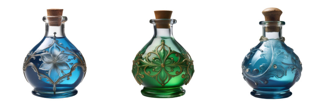 fantasy potion bottle isolated on transparent background