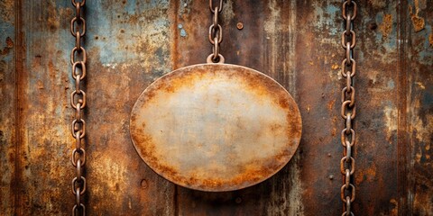 Rusty metal circle with a hanging chain, rusty, metal, circle, chain, old, weathered, texture, vintage, iron, decay, vintage