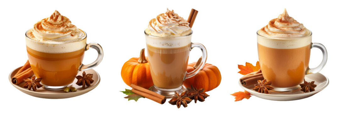 pumpkin spice latte isolated on transparent background