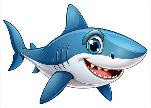 Cute shark illustration isolated on white background