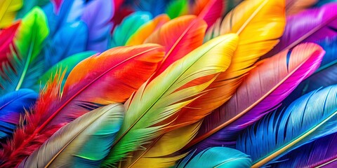 Close up of colorful feathers of a bird , plumage, texture, vibrant, avian, exotic, soft, detail, natural, wildlife