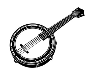 banjo icon silhouette vector art illustration