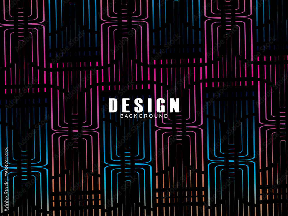 Fototapete futuristic abstract technology shining rainbow light lines with modern lines pattern black backgroun