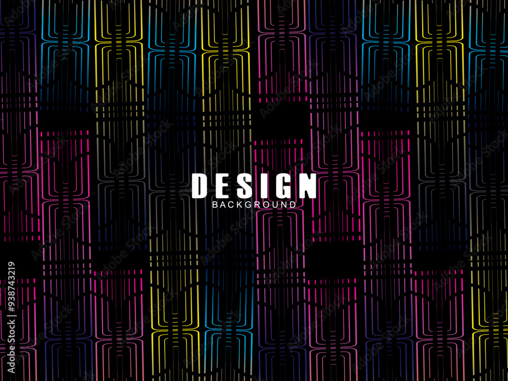 Fototapete futuristic abstract technology shining rainbow light lines with modern lines pattern black backgroun