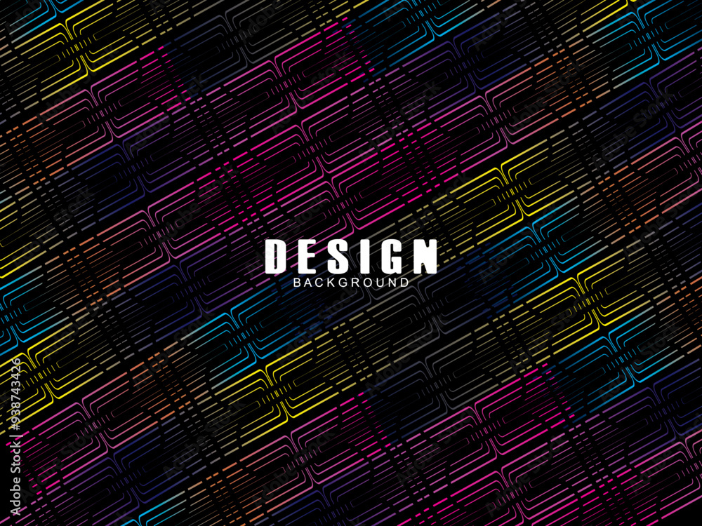 Fototapete futuristic abstract technology shining rainbow light lines with modern lines pattern black backgroun