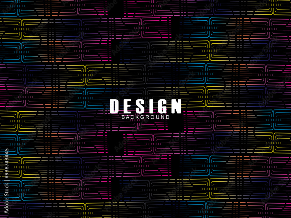 Fototapete futuristic abstract technology shining rainbow light lines with modern lines pattern black backgroun