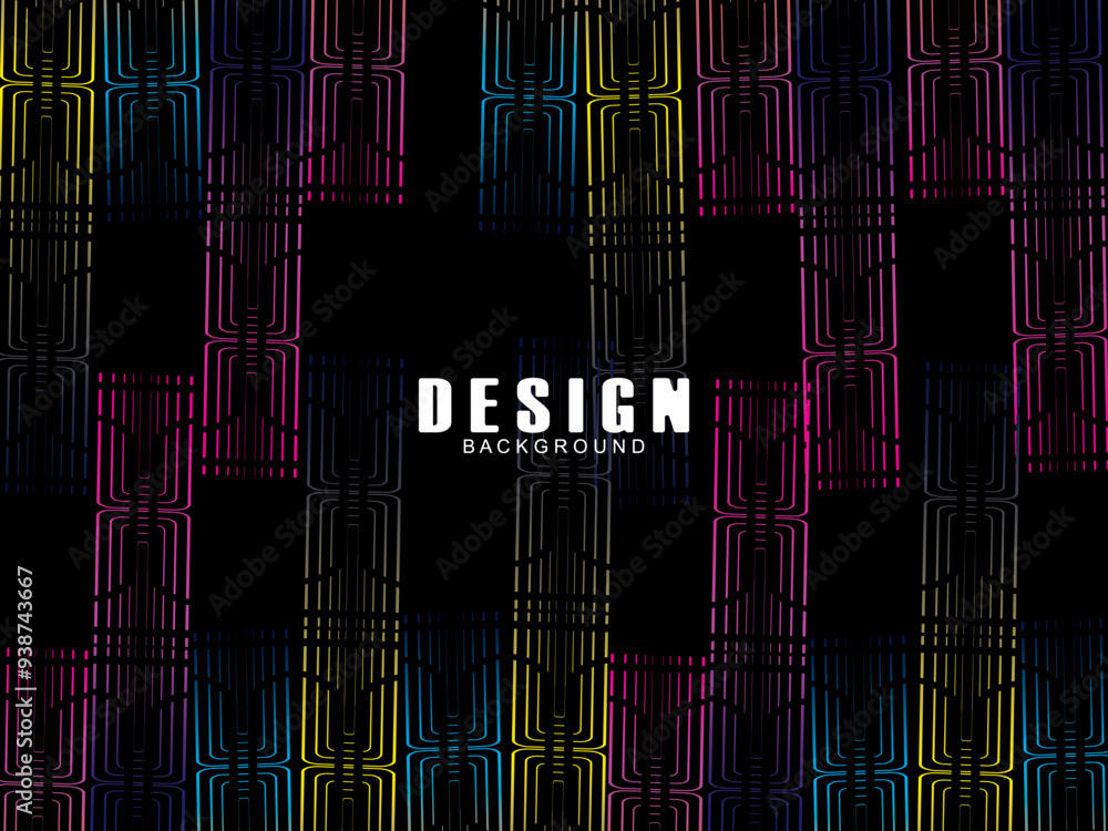 Fototapete futuristic abstract technology shining rainbow light lines with modern lines pattern black backgroun