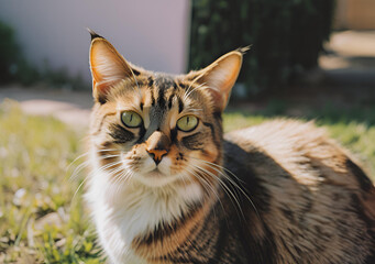 Curious Cat Enjoying the Outdoors