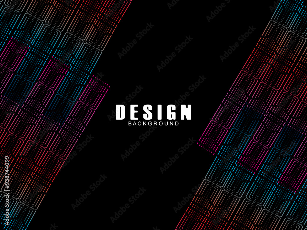 Fototapete futuristic abstract technology shining rainbow light lines with modern lines pattern black backgroun