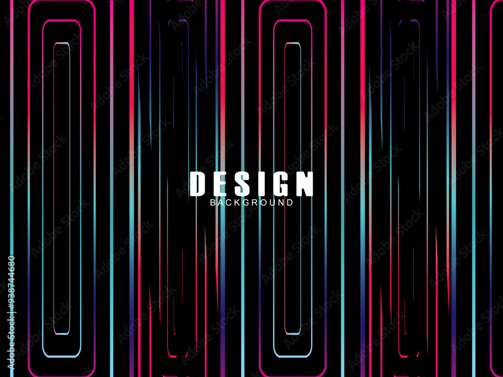 Fototapete futuristic abstract technology shining rainbow light lines with modern lines pattern black backgroun