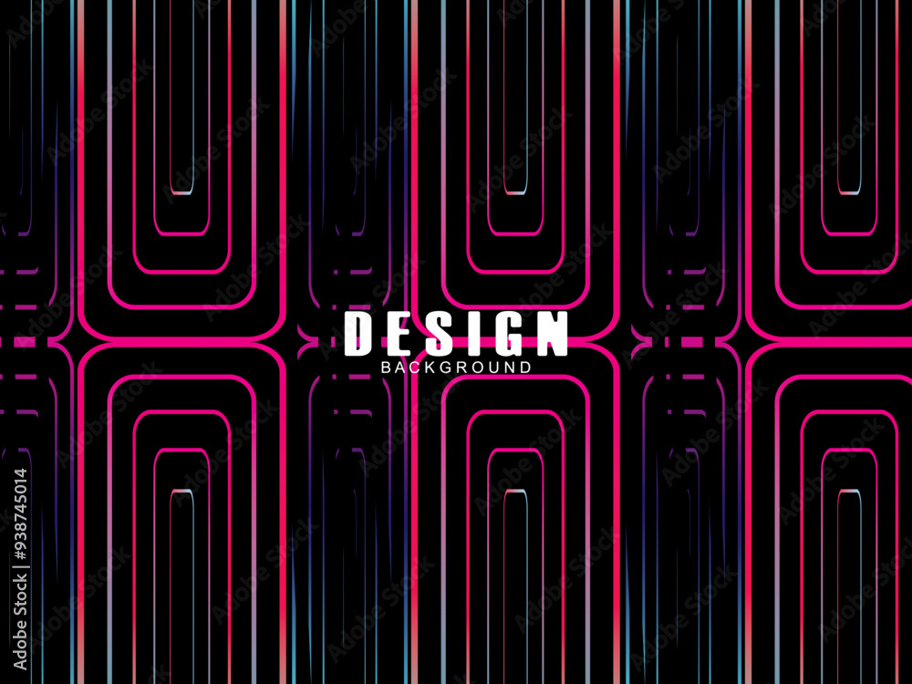 Fototapete futuristic abstract technology shining rainbow light lines with modern lines pattern black backgroun