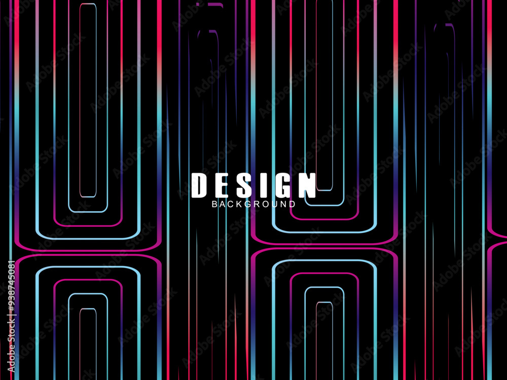 Fototapete futuristic abstract technology shining rainbow light lines with modern lines pattern black backgroun