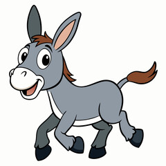 Running Donkey Cartoon Art vector illustration