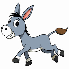 Running Donkey Cartoon Art vector illustration