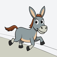 Running Donkey Cartoon Art vector illustration