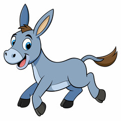 Running Donkey Cartoon Art vector illustration