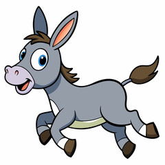 Running Donkey Cartoon Art vector illustration