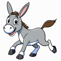 Running Donkey Cartoon Art vector illustration