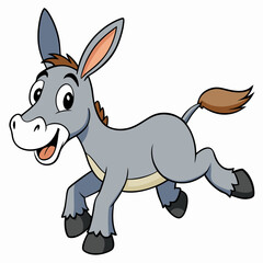 Running Donkey Cartoon Art vector illustration