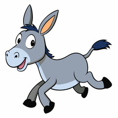 Running Donkey Cartoon Art vector illustration
